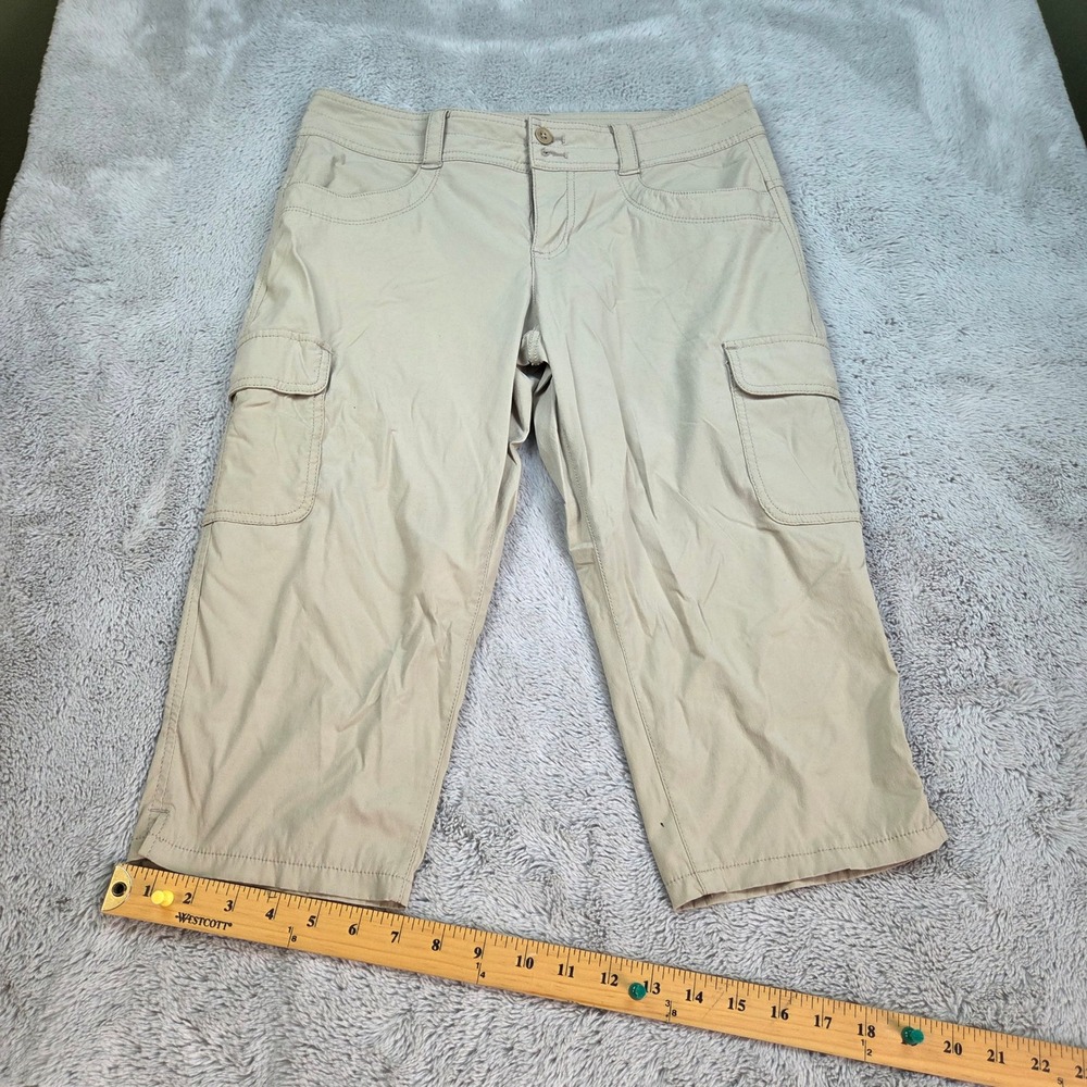 Eddie Bauer Travex Cargo Capris Womens P6 Hiking Utility Crop Pants Khaki Tan 80